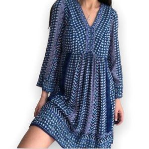 Anthropologie Akemi + Kin Rozalin Blue Embroidered Peasant Dress Size Small